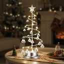 Luxspire Crystal Christmas Tree Light, Spiral Christmas Tree Decorative Lamp, 30 LEDs, Battery Powered, 11 Inch Xmas Table Decoration for Mantel, Dining Table, Night Stand, Silver