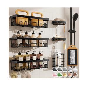 Veken Shower Caddy 6-Pack, Advanced Rustproof Design, No Drilling Adhesive Shelves, Rack with Soap Holder, Large Capacity Bathroom Organizers and Storage, Wall-Mounted Kitchen & Home Decor