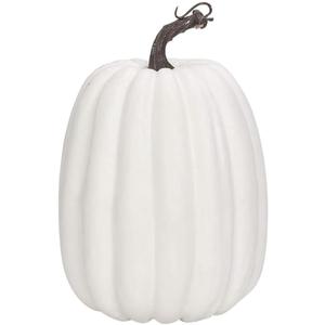 2 Pack Lucakuins 8 Inch Large Artificial Pumpkins DIY White Decorative Foam Pumpkins Cute Fake Pumpkins for Hallween Autumn Harvest Home Decorations (White, 8 in)