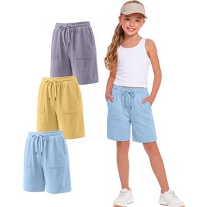 Xaatren 3 Pack Girls Bermuda Shorts, 3-Color, 5-6 Years