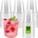 12 oz Disposable Stemless Wine Glasses, 50 Pcs Crystal Plastic Cocktail Cups Clear Classic Cold Drinking Party Glasses for Wedding Gathering Birthday Meeting (Clear)
