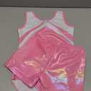 JiAmy Gymnastics Leotards for Girls with Shorts Sparkly Ballet Dance Outfit, 11-12 Years, Rose Red Diamond Set