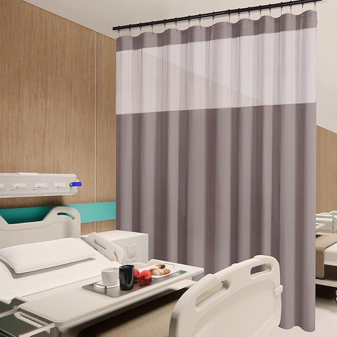 Inherent Flame Retardant Hospital Room Divider with Grommet, Cubicle Divider Privacy Medical Curtain for Hospital, Clinic, Lab (1 Panel, Grey, 15x8FT)