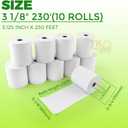 (10 Rolls) 3 1/8" x 230' Thermal Paper, Premium Quality POS Receipt Paper for Retail Business Cash Register, Fits Most Credit Card Terminal Point Of Sale