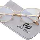 HJSTES Blue Light Blocking Glasses Women Trendy Cat Eye Metal Frame Computer Reading Eyewear(Leopard)