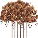 41in Orchids Artificial Flowers Fake Orchid 6PCS Velvet Silk Orchids That Look Real Long Stem Artificial Flowers for Tall Vase for Home Party Fall Halloween Dcor (Coffee)