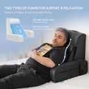 Kayfia Reading Pillow, Gel Memory Foam Back Rest Pillow, 21'', Black | 3 Storage Pockets, Dual-Use Back Leg Support Pillow, Detachable Armrests, Ideal for Reading, Gaming, Working on Bed & Couch