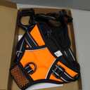 PHOEPET Reflective Dog Harness Large Breed Adjustable No Pull Vest with with Handle 2 Metal Rings 3 Buckles [Easy to Put on & Take Off](L, Orange)