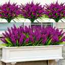 Geegoods Artificial Plants Flowers Outdoor – 48 Bundles UV Resistant Faux Lavender Flowers with Monkey Grass for Garden Porch Window Patio Hanging Planter Decor