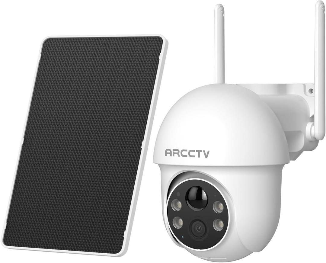 Solar Security 4MP Camera Wireless Outdoor, 360 Pan/Tilt Color Night Vision, PIR Human Detection, 2-Way Audio, Weatherproof, Compatible with Alexa, 2.4GHz&5Ghz WiFi