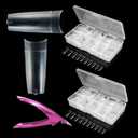 1000pcs Clear French False Nails Tips Press on Fake Nails Half Cover Acrylic Nails Artificial Nails Extension 10 Sizes for Nail Salons and DIY Nail Art(2x500pcs)