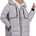 Women's Winter Thickened Down Jackets Long Down Coats Warm Parka with Hood (Medium, Grey)