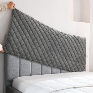 Velvet Bed Headboard Cover Slipcover - Stretch Quilted & Thicken Dustproof Protector for Queen/King, Washable Decorative Headboard Cover for Bedroom (Darkgray, 59x27.5 inch)