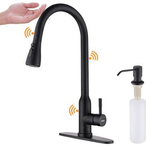 Touch Kitchen Faucet,KEER Smart Kitchen Sink Faucet with Pull Down Sprayer, Touch on Activated Kitchen Bar Sink Faucet Brushed Nickel, Stainless Steel (Matte Black)
