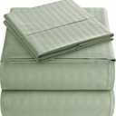 Twin Sheet Set - 3-Piece Striped Deep Pocket Twin Bed Sheets - Ultra-Soft & Wrinkle-Free Twin Size Bedding - Cooling Microfiber Twin Bed Sheet Set with 1 Fitted Sheet, 1 Flat Sheet, 1 Pillowcases