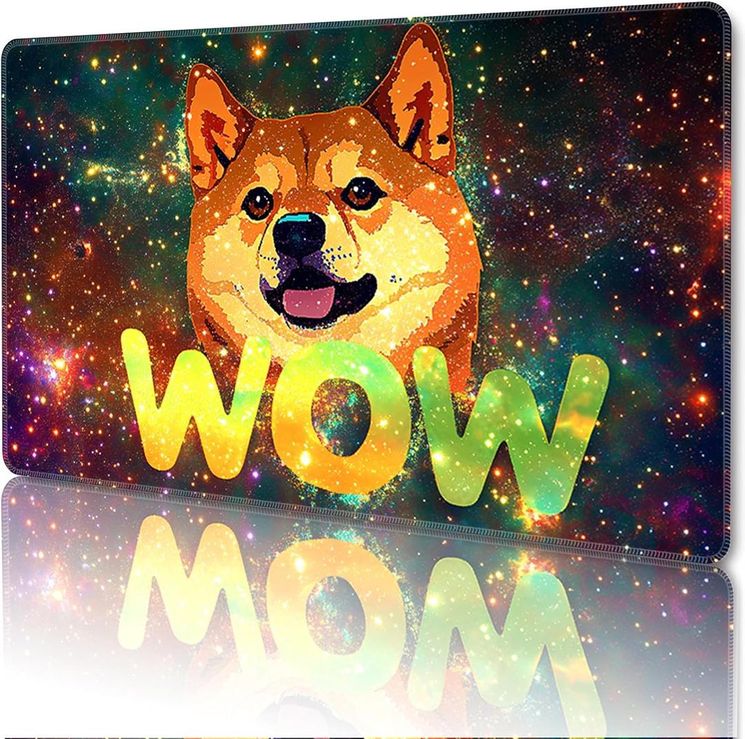 MTG Playmat Magic Card Playmat Game Mat,TCG & CCG Card Games Mat with Free Storage Bags Size 24 x 14 Inches (No with Zones,Wow-Dog)