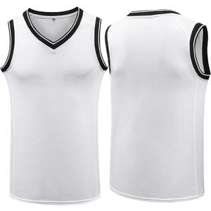 YWIES Plain Basketball Jersey, Blank Team Uniform, Hip Hop Hipster Short Sleeveless Active Shirts (White, XL)