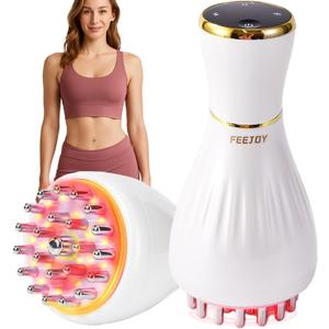 Lymphatic Drainage Massager & Massage Tool, Body Sculpting Machine & Fascia Blaster for Cellulite with Microcurrent, Light, Heat & Vibration, for Legs, Arms & Belly, White