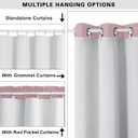 Simplebrand 100% Blackout Curtain Liner for Bedroom, Thermal Insulated Blackout Liners for 63 Inch Behind Curtains, 2 Liners Per Set with 14 Pieces Rings, Each 40" W x 58" L, Greyish White