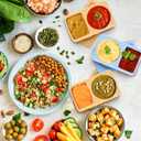 YOBEYI 3 PCS Silicone Snack Containers with Lids, Reusable Dual Compartment Salad Dressing Sauce Seasoning Container, Food Storage Boxes for Travel, Office, Picnic