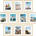 decorUhome 8x10 Picture Frame Set of 10, Display Photos 5x7 with Mat or 8x10 Unmatted for Picture Frames Collage Wall Decor, Natural