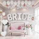 Bride Balloon Decoration Set 40 inch White Bride Heart Balloon with Pearl White Champagne Gold Balloons for Bridal Shower Wedding Engagement Bachelorette Party Decor 62 Pieces