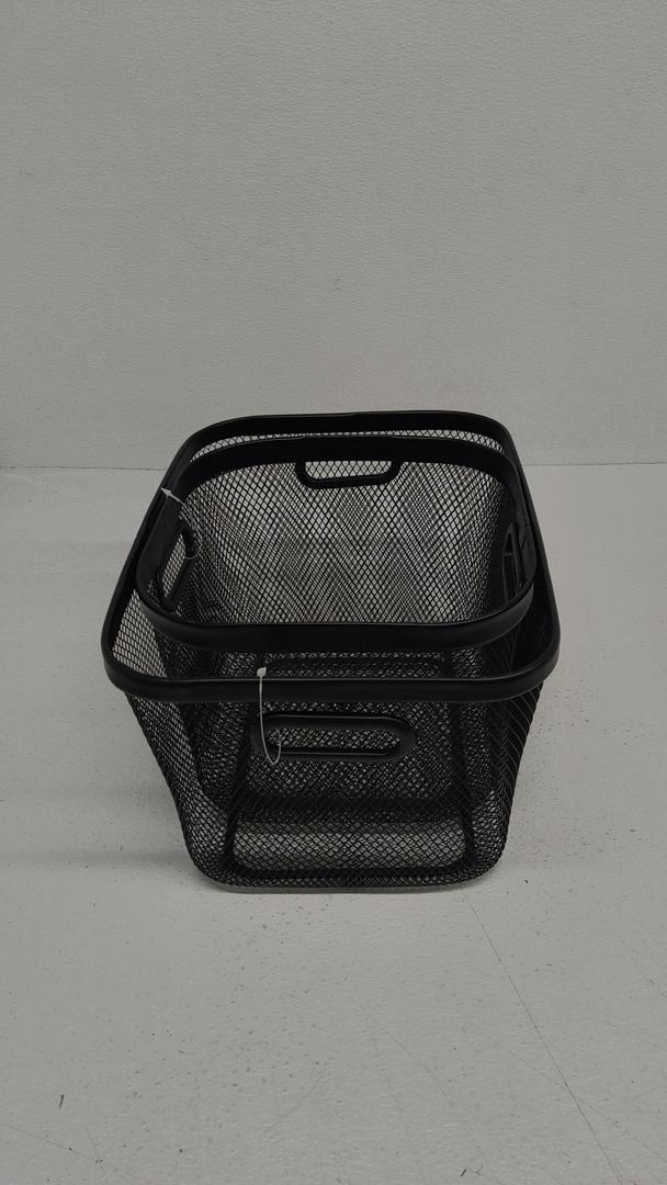 Metal Mesh Steel Baskets, Household Wire Storage Organizer Bin Garden Harvest Basket Multi-functional Fruit Baskets with Handles for Kitchen Bathroom Picnic Shopping Decor Cabinet Home, Black 2 Pack 10x10, 11x14.5 Inch