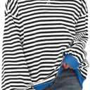 AlvaQ Womens Oversized Sweatshirt 2024 Casual Crewneck Long Sleeve Colorblock Striped Pullover Tunic Tops Outfits Size L