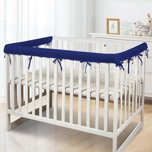 Aiewale 3 Pc Crib Rail Cover Sets,Reversible Teething Guard,Soft Anti-Collision Strip Corner Cover, (Breathble-Blue018)