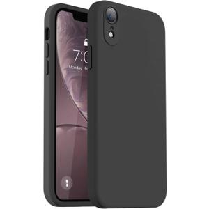 Vooii Compatible with iPhone XR Case, Upgraded Liquid Silicone with [Flat Edges] [Camera Protection] [Soft Anti-Scratch Microfiber Lining] Phone Case for iPhone 10 XR 6.1 inch - Black