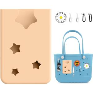 Silicone Phone Holder Compatible with Bogg Bag, Soft Silicone Charm Insert Accessories and Attachment for Bogg Beach Bags, Generic & Portable Size Fits for iPhone and Android Phones (Beige)