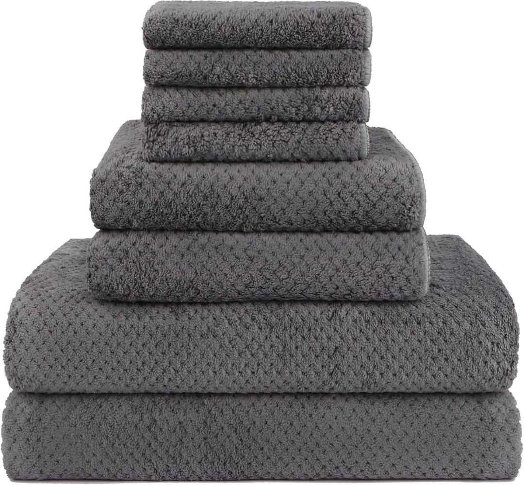 HOMEXCEL 8 Piece Bath Towel Set, Microfiber Bathroom Towel - 2 Bath Towels, 2 Hand Towels, and 4 Wash Cloths, Super Soft, Highly Absorbent Towels for Bathroom, Gym, Hotel, and Spa (Grey)