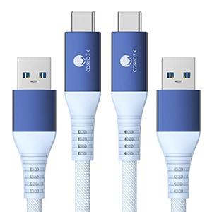 CONMDEX USB C Cable [3ft, 2-Pack] 10Gbps USB 3.1 Gen 2 USB A to USB C Data Transfer Cord, 3A Fast Charging Android Auto CarPlay Type C Cable for iPhone 17 16 Plus Pro Max Samsung Galaxy S25, Blue