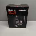 Mueller 12-Cup Drip Coffee Maker - Borosilicate Carafe, Auto-Off, Reusable Filter, Anti-Drip, Keep-Warm Function, Clear Water Level Window Coffee Machine, Kitchen Essentials & Accessories (Black)