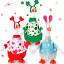 3 Sets Valentine's Day Desk Goose Outfits St. Patrick's Day Easter 7'' Goose Costume with Heart Shamrock Bunny Hat(Classic Style)