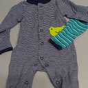Simple Joys Baby Boy's 2 pack Cotton Footed Sleep and Play Sleepwear, Navy Stripe/ Turq Stripe, Newborn