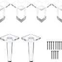 Greaton, 6 Square Acrylic Legs, Great and Sturdy Replacement for Sofas, Chairs and Tables, Set of 6