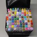 AnyMark Alcohol Markers Brush Tip, 100+1 Colors Dual Tip Brush & Chisel Alcohol-Based Art Markers Set with Case for Adult Artists Drawing Coloring