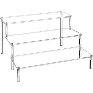 WEERSHUN 3 Tier Acrylic Display Stand Risers, Clear Tabletop Display Shelf for Perfume, Figures & Collectibles, Thick Acrylic Organizer for Cupcake, Cosmetics & Home Decoration (1PACK 3-layer transparent)