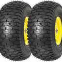 RONPOW 16x6.50-8 Lawn Mower Tire, 4 Ply Tubeless Riding Mower and Tractor Tires, 16x6.50-8 Front Tire and Wheel, 3" Offset Hub, 615 lbs Load, 2Pack Yellow