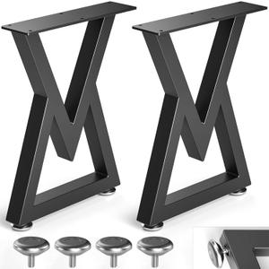 16" Metal Coffee Table Legs, Diamond Shape Bench Legs, Heavy Duty Desk Legs, Black Metal End Table Legs, DIY Furniture Legs (H16 x W11.8, Set of 2)
