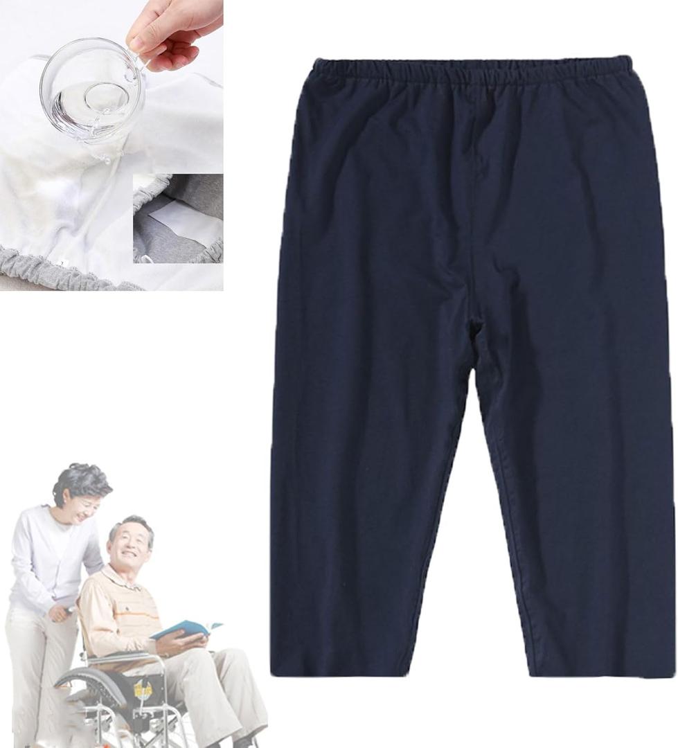 Yodilala TPU Incontinence Care Trousers,Washable Elastic Adjustable Patient Care Trousers,Patient Diaper Pants Ideal for Bedridden Patients, Elderly, Mobility Impaired, Women on Periods(Blue,XL)