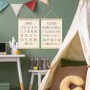 XYDEG Toddler Room Decor Alphabet Numbers Poster ABC Banner Poster Hanger Frame Set of 2,Nursery Wall Decor,Toddler Bedroom Playroom Wall Art Decor with Wooden Frames,12x16 (Morandi color)