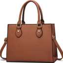 CHICAROUSAL Crossbody Purses and Handbags for Women PU Leather Tote Top Handle Satchel Shoulder Bags (Navy Brown)