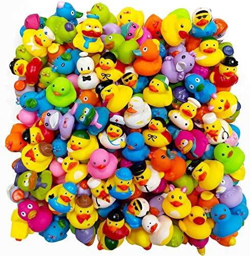 Arttyma Rubber Ducks in Bulk,Assortment Duckies for Jeep Ducking Floater Duck Bath Toys Party Favors (100-Pack)