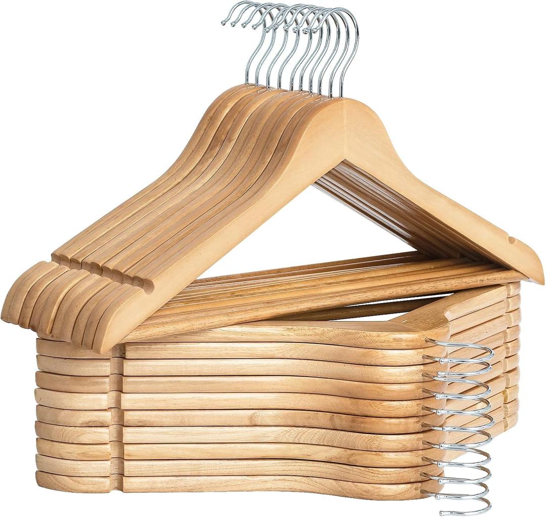 StorageWorks Wooden Hangers 20 Pack, Wood Coat Hanger for Coats, Shirts, Jackets, Pants, Suits, Walnut Color