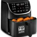 Gourmia Air Fryer - 7 Qt Large Capacity with LED Display, 12 One-Touch Presets, FryForce 360° Technology, Nonstick Dishwasher-Safe Basket & Crisper Tray, Black