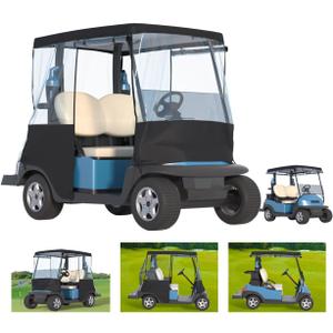 Golf Cart Cover, For 2 Seater, Driving Use, 4 Sides Rolled Up, Waterproof, Windproof, Dustproof, 600D Waterproof Oxford Cloth, Super Transparent EVA, For Club Car Precedent/Tempo/ Onward, EZGO