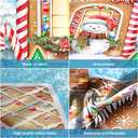 3PCS Christmas Gingerbread House Door Cover Banner Gingerbread House Man Classroom Door Decorations Banner for Outside Holiday Christmas Snowman Wall Porch Sign Background Decor