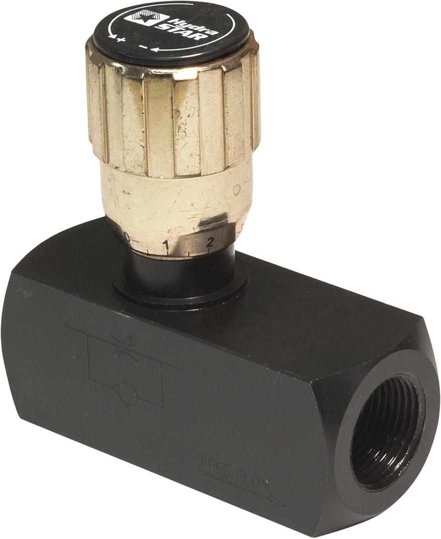 Buyers Products F600S Steel Flow Control Valve, 3/8 NPTF, 8 Max Flow Rate, 5000 PSI Max Pressure, Hydraulic System Accessories